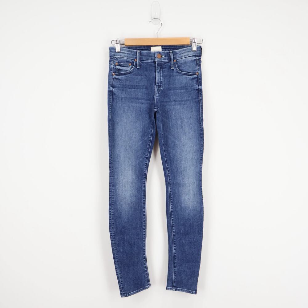 Mother Denim Skinny Jean Medium Navy Tantone Stone Blue Size 25